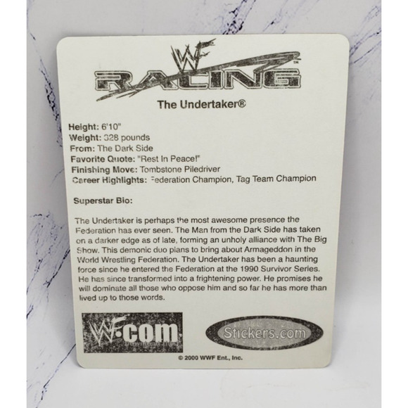 WWF Racing WWE The Undertaker Wrestling Sticker - Picture 4 of 4